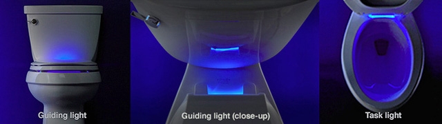 Dùng đèn LED chiếu sáng cho chỗ ngồi trong toilet